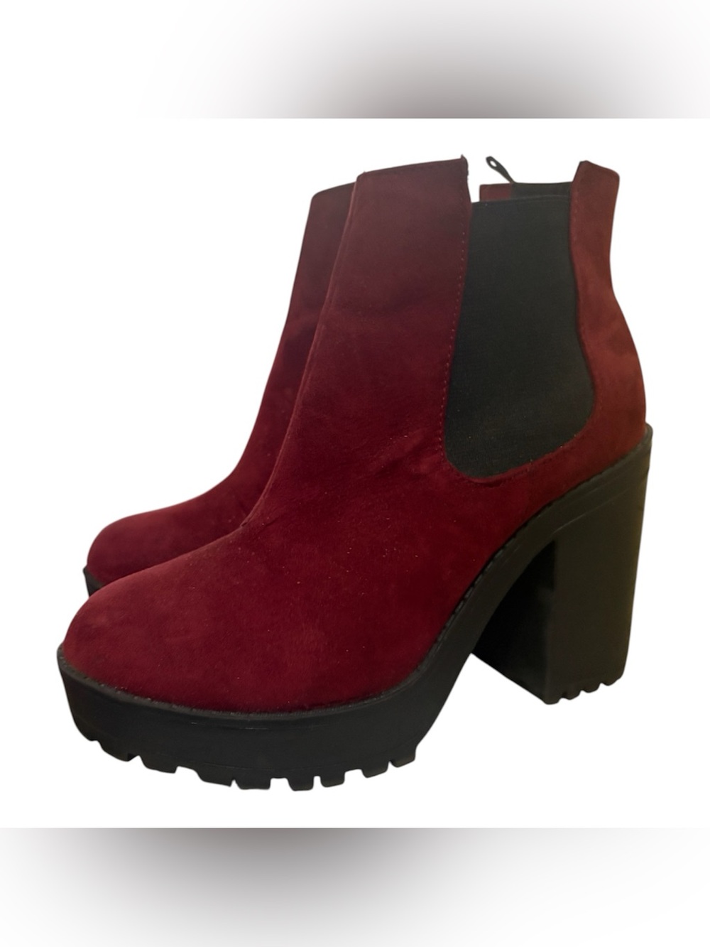 Women's Burgundy Suede Platform Chelsea Boot